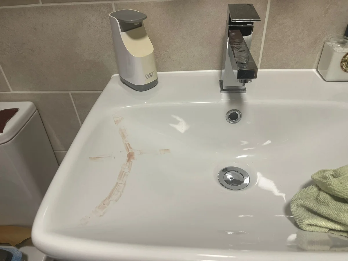 Basin surface repair — Before